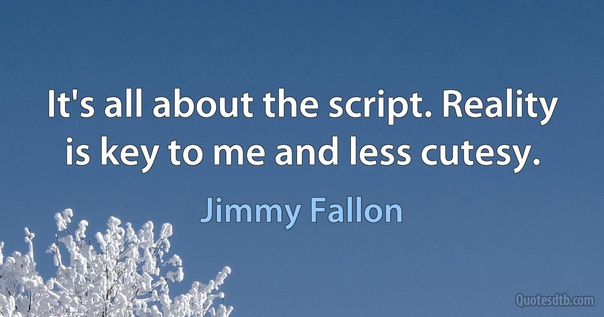 It's all about the script. Reality is key to me and less cutesy. (Jimmy Fallon)