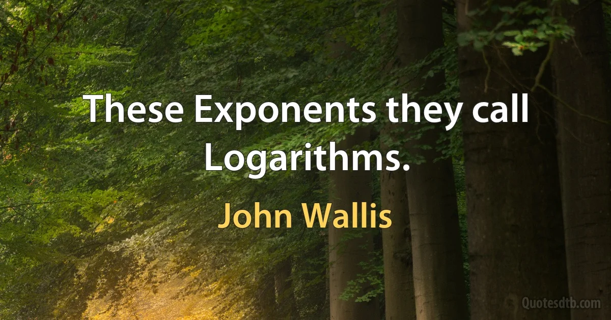 These Exponents they call Logarithms. (John Wallis)