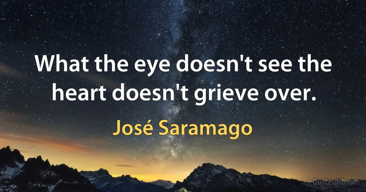 What the eye doesn't see the heart doesn't grieve over. (José Saramago)