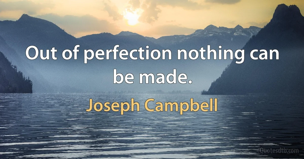 Out of perfection nothing can be made. (Joseph Campbell)