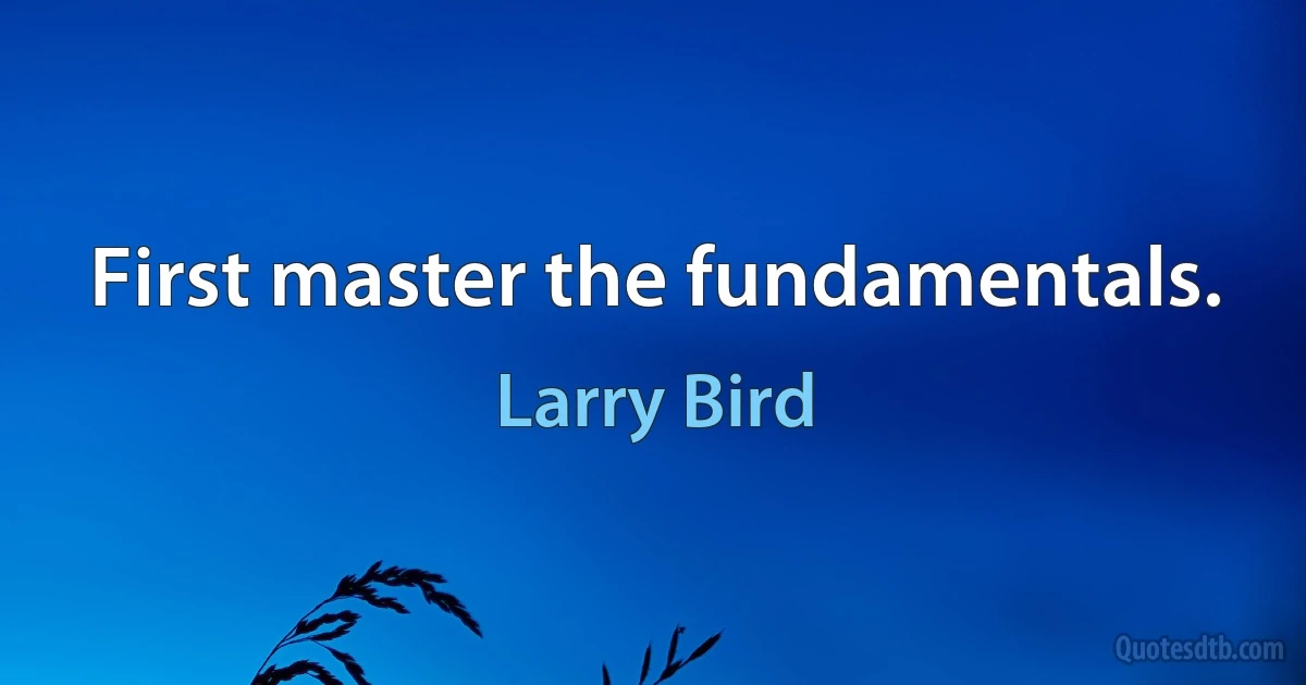 First master the fundamentals. (Larry Bird)