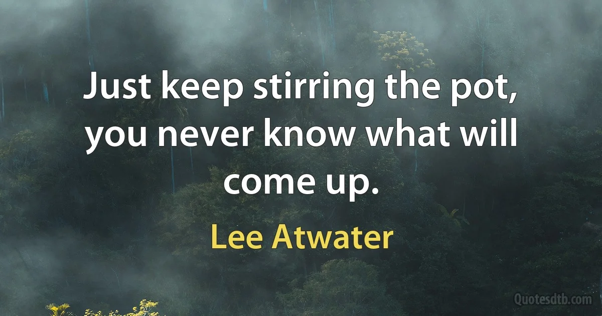 Just keep stirring the pot, you never know what will come up. (Lee Atwater)