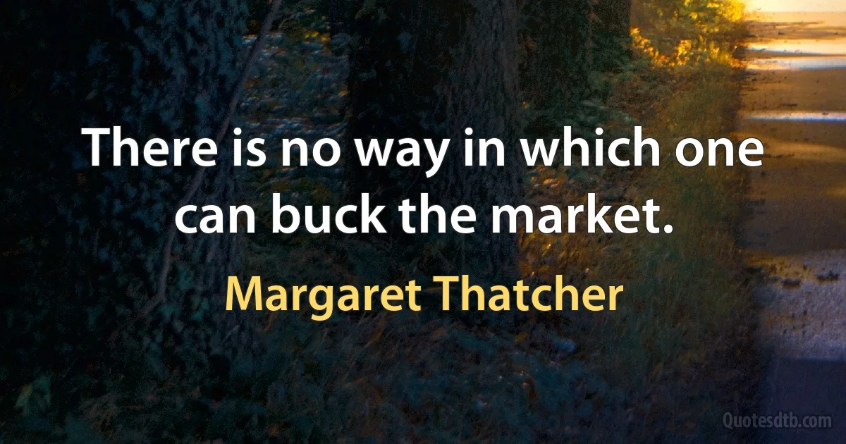 There is no way in which one can buck the market. (Margaret Thatcher)