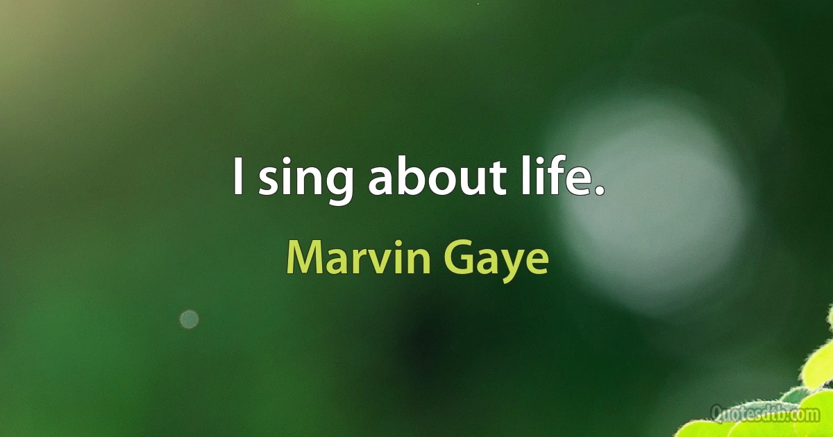 I sing about life. (Marvin Gaye)