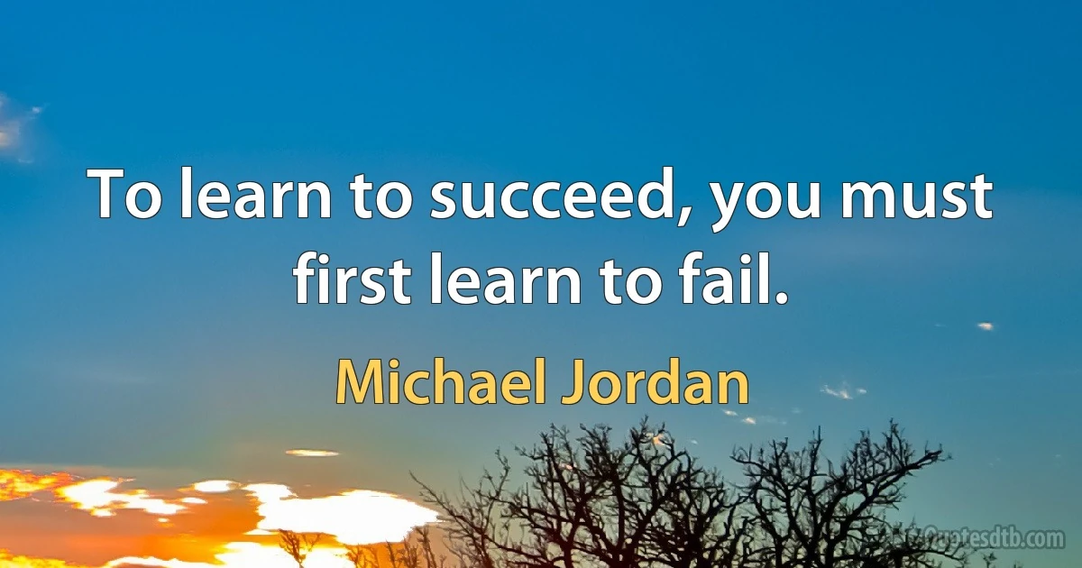 To learn to succeed, you must first learn to fail. (Michael Jordan)