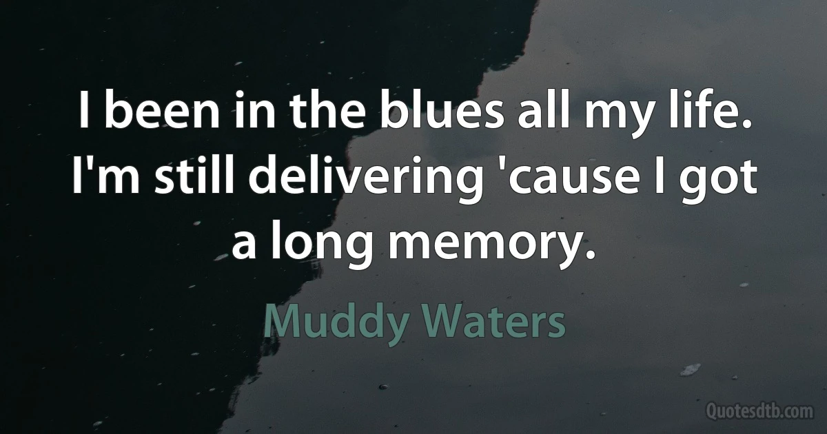 I been in the blues all my life. I'm still delivering 'cause I got a long memory. (Muddy Waters)