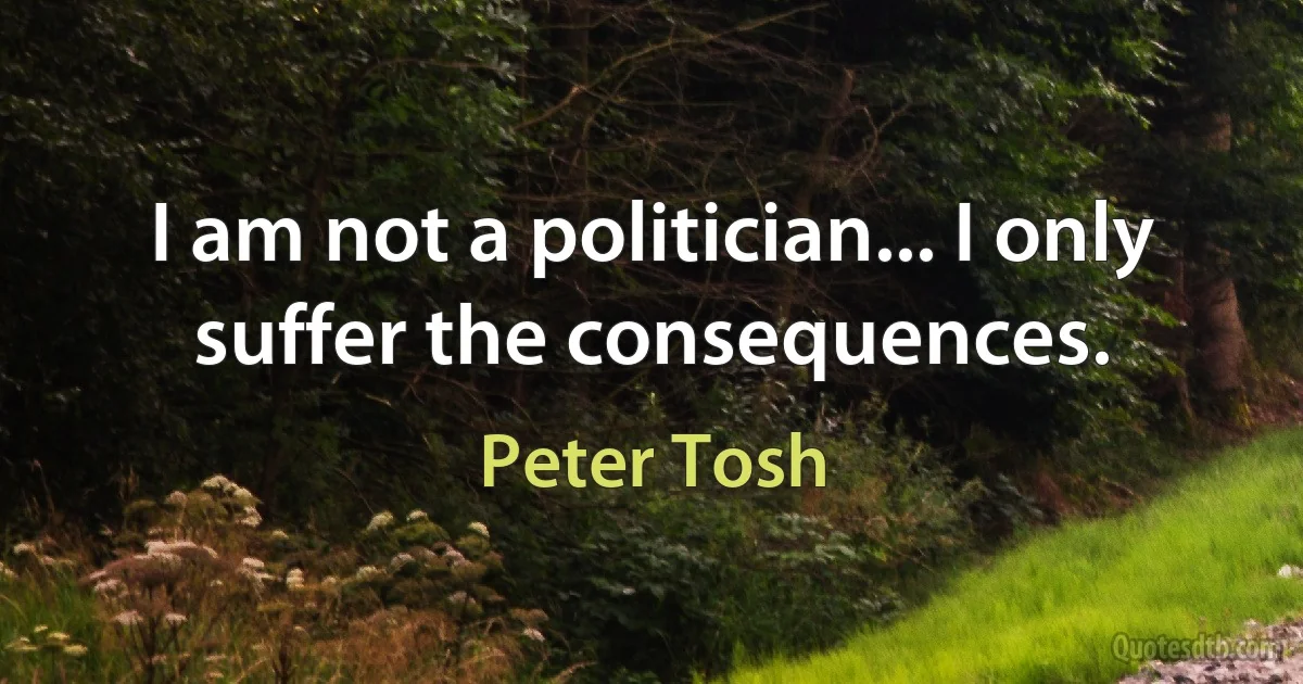 I am not a politician... I only suffer the consequences. (Peter Tosh)