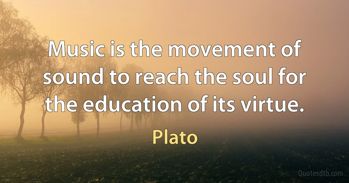 Music is the movement of sound to reach the soul for the education of its virtue. (Plato)