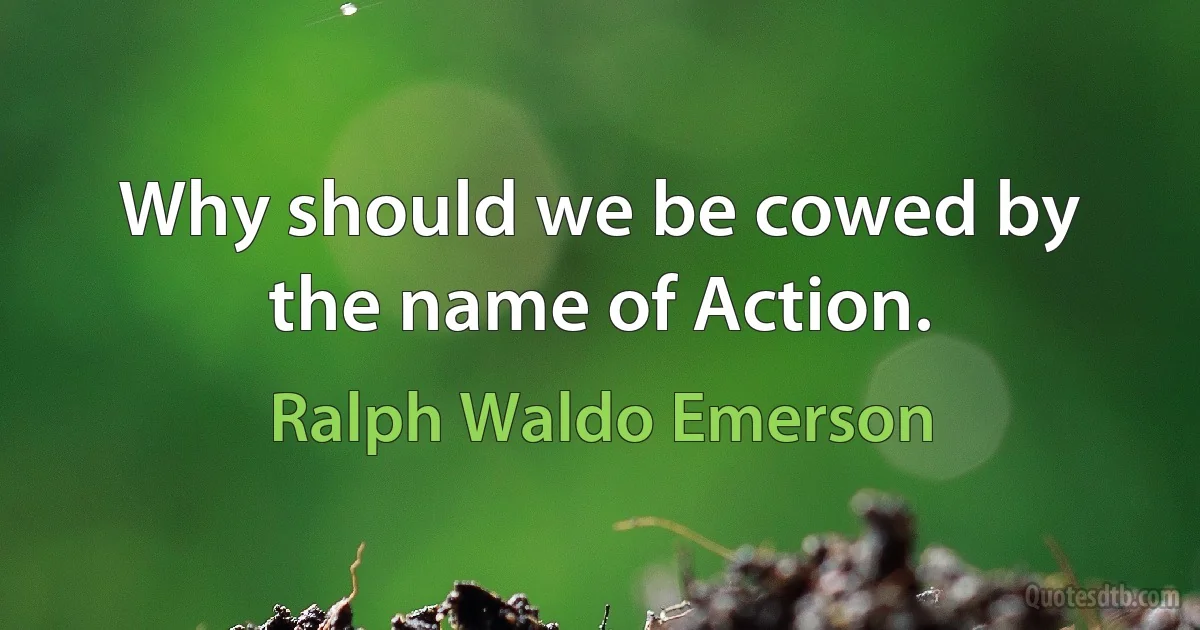 Why should we be cowed by the name of Action. (Ralph Waldo Emerson)