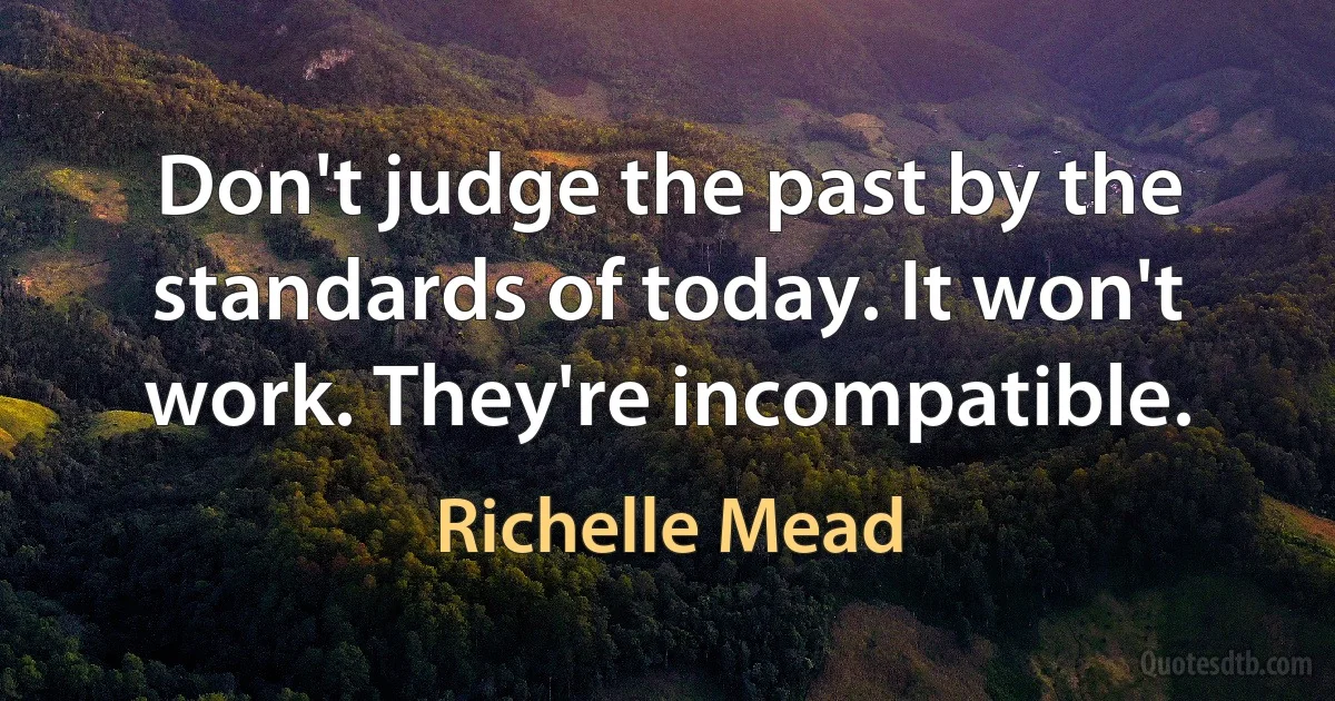 Don't judge the past by the standards of today. It won't work. They're incompatible. (Richelle Mead)