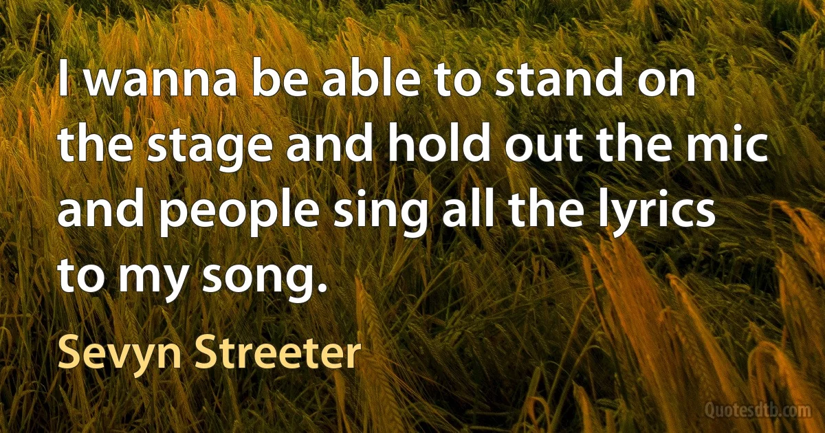 I wanna be able to stand on the stage and hold out the mic and people sing all the lyrics to my song. (Sevyn Streeter)