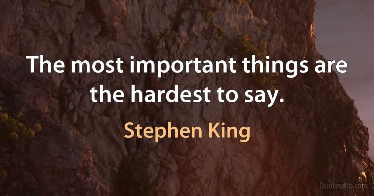 The most important things are the hardest to say. (Stephen King)