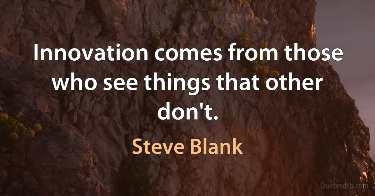 Innovation comes from those who see things that other don't. (Steve Blank)