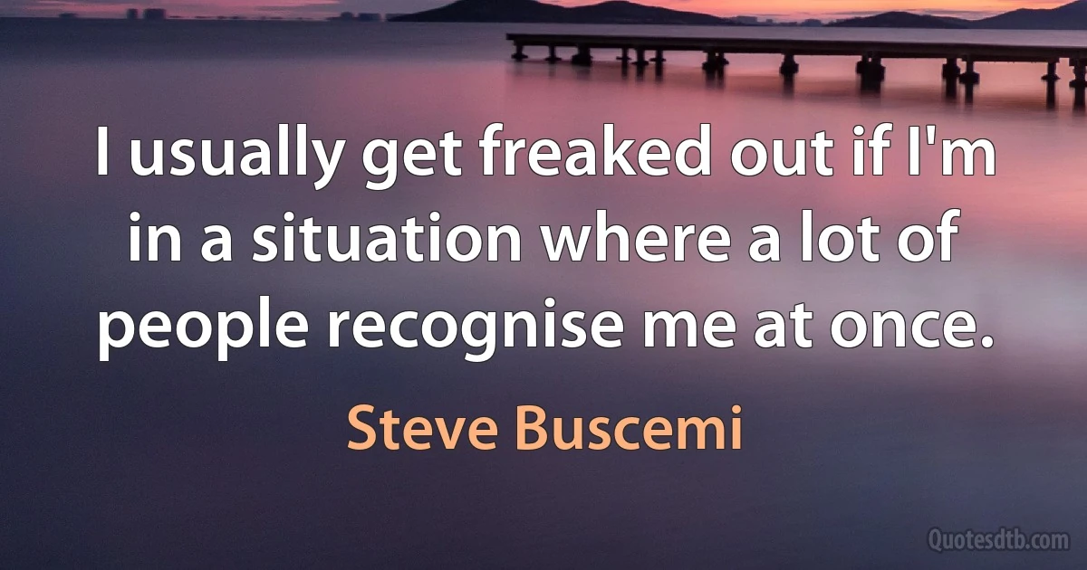 I usually get freaked out if I'm in a situation where a lot of people recognise me at once. (Steve Buscemi)