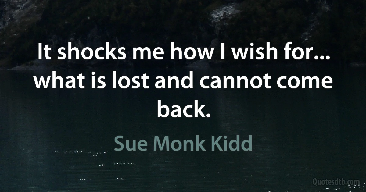 It shocks me how I wish for... what is lost and cannot come back. (Sue Monk Kidd)