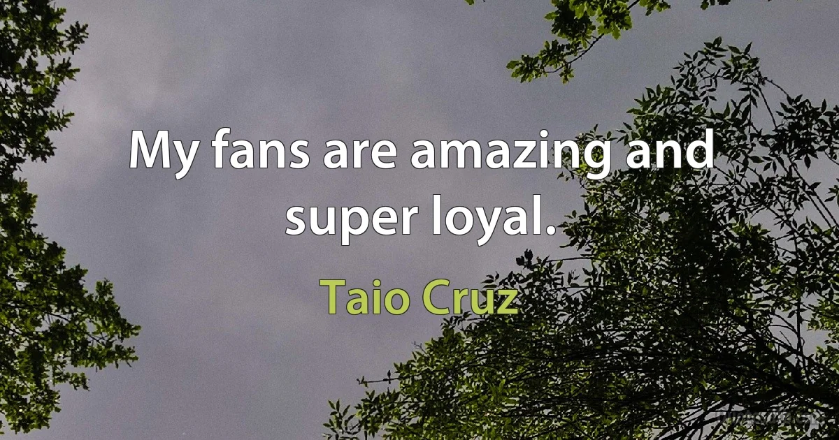 My fans are amazing and super loyal. (Taio Cruz)