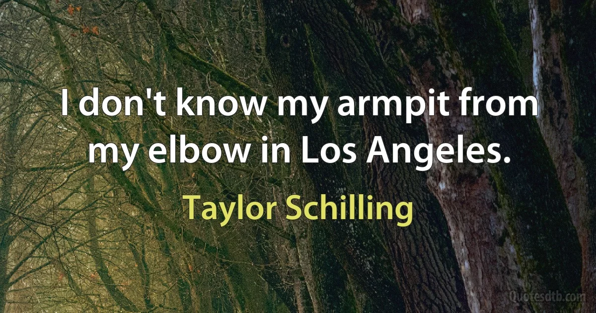 I don't know my armpit from my elbow in Los Angeles. (Taylor Schilling)