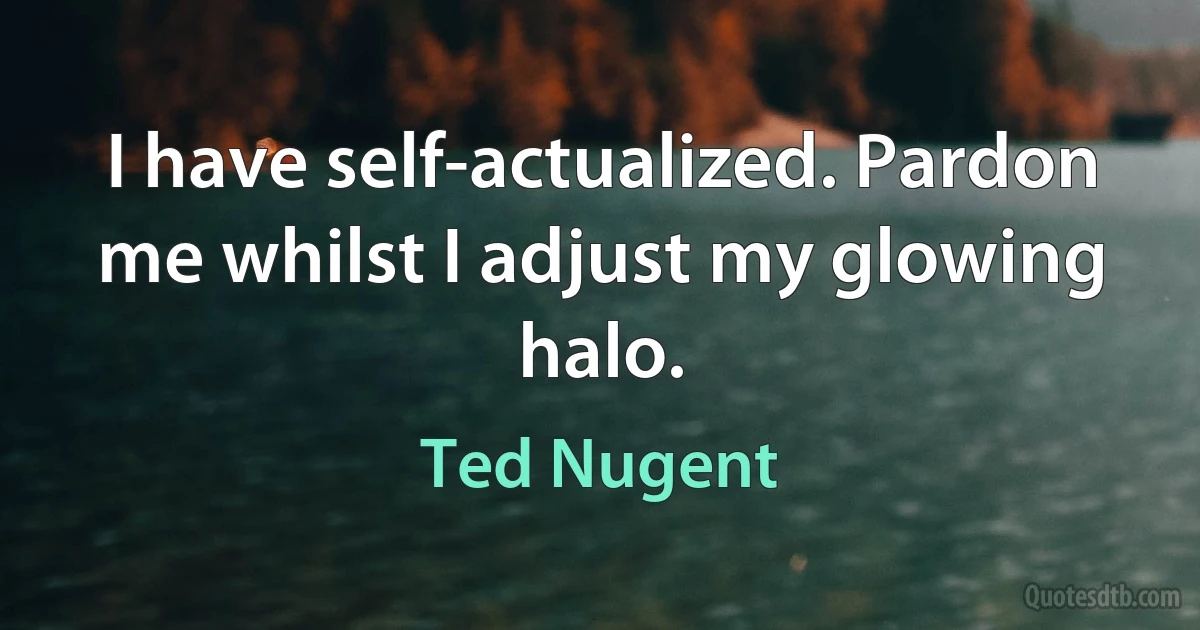 I have self-actualized. Pardon me whilst I adjust my glowing halo. (Ted Nugent)