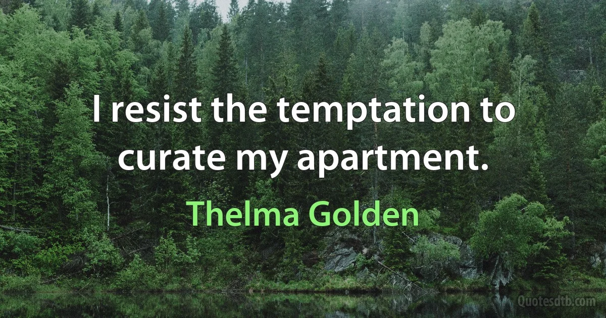 I resist the temptation to curate my apartment. (Thelma Golden)