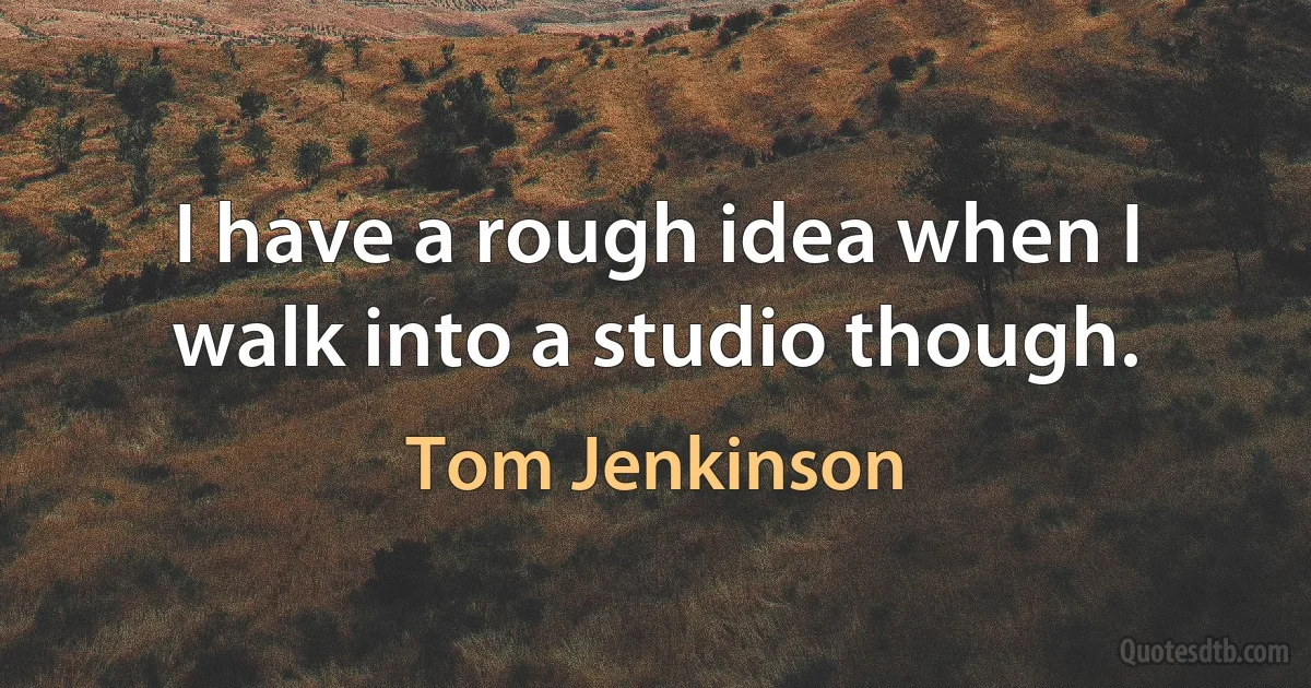 I have a rough idea when I walk into a studio though. (Tom Jenkinson)