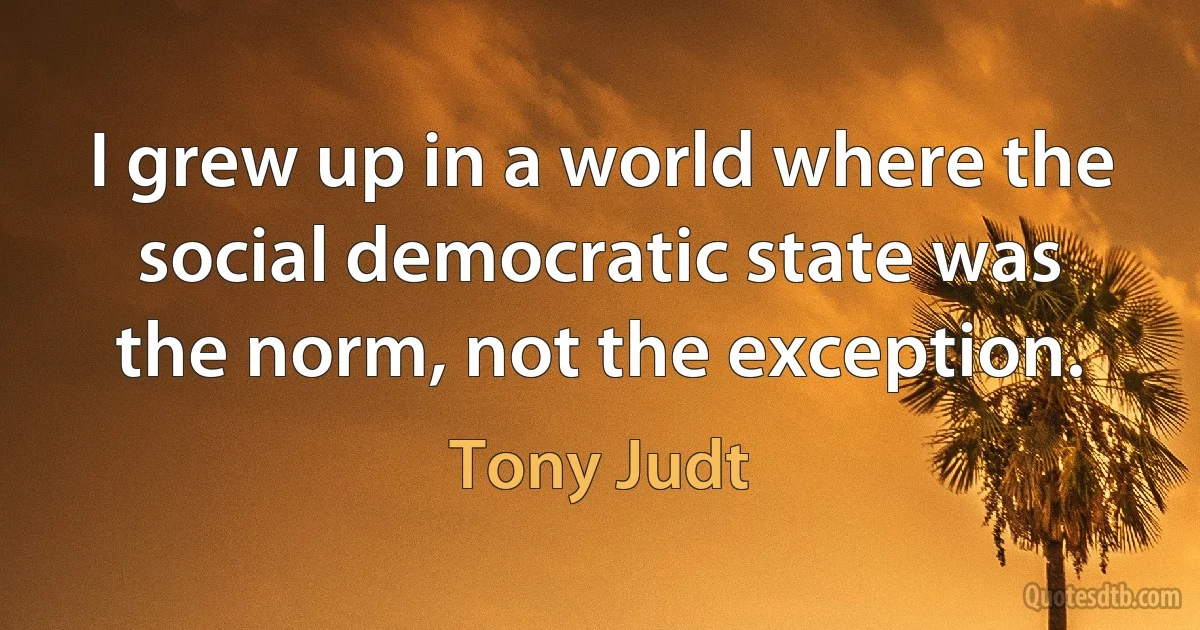 I grew up in a world where the social democratic state was the norm, not the exception. (Tony Judt)