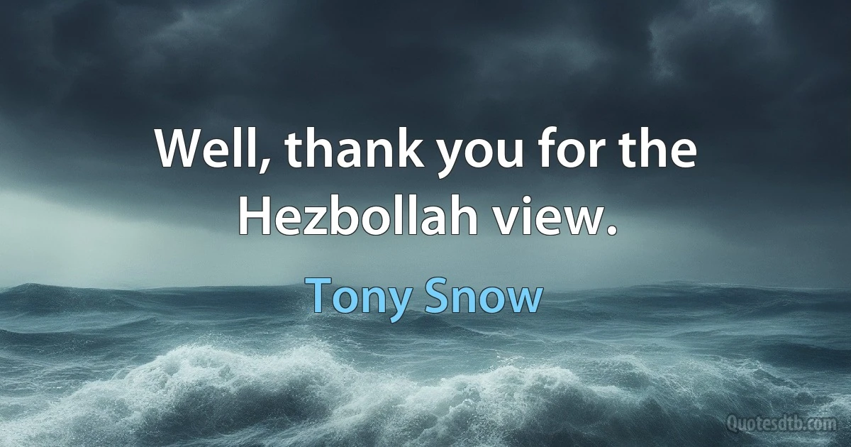 Well, thank you for the Hezbollah view. (Tony Snow)