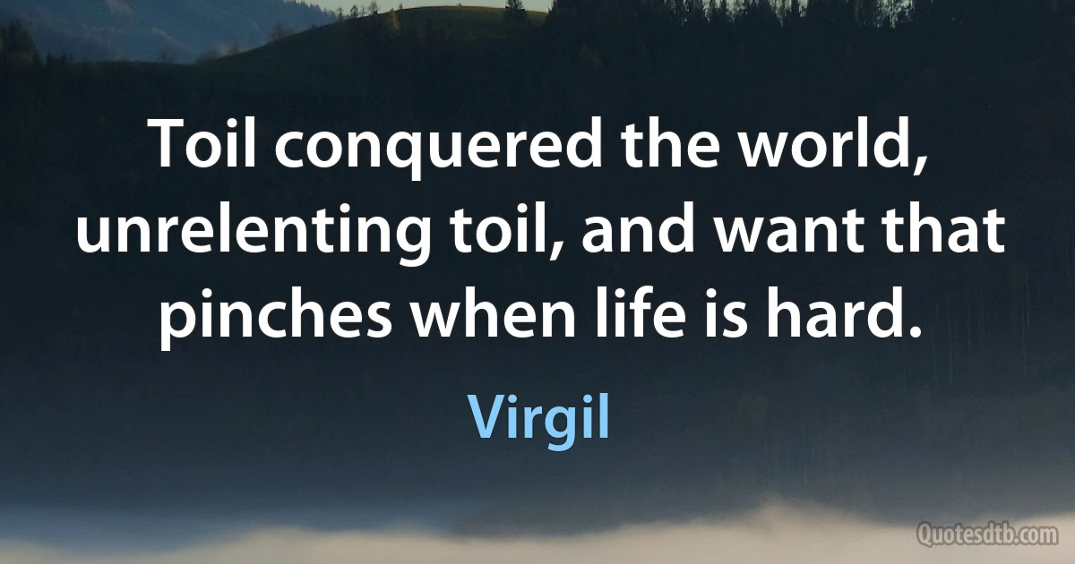 Toil conquered the world, unrelenting toil, and want that pinches when life is hard. (Virgil)