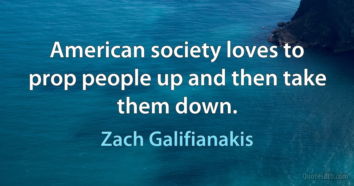 American society loves to prop people up and then take them down. (Zach Galifianakis)