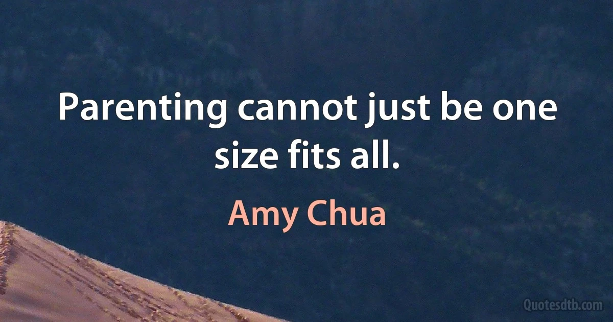 Parenting cannot just be one size fits all. (Amy Chua)