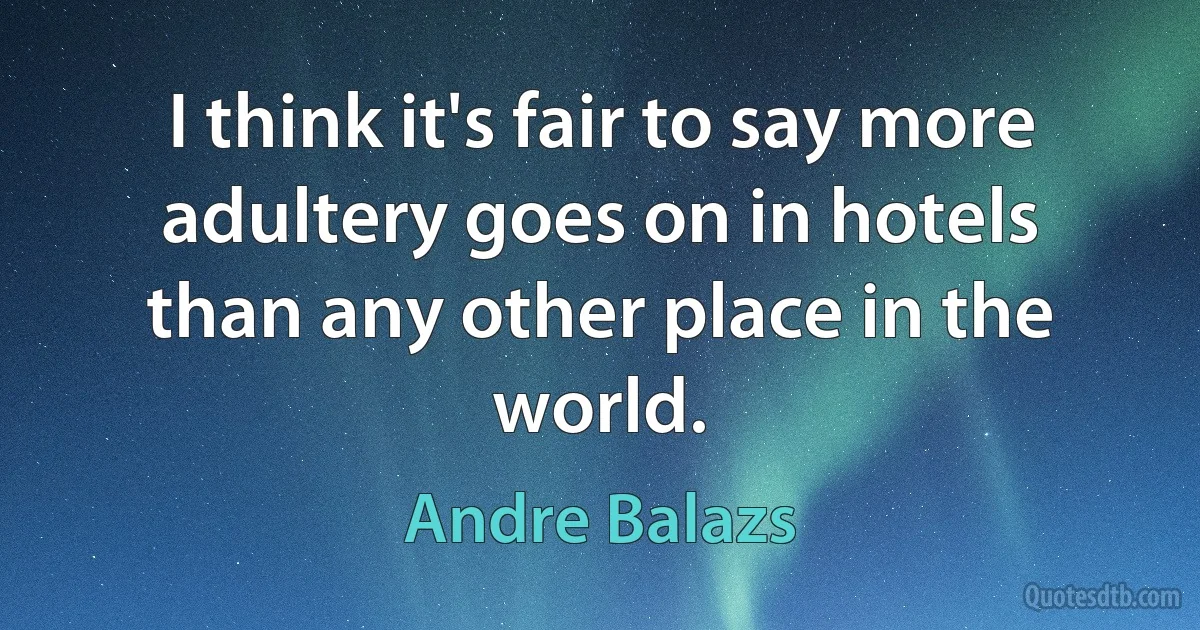 I think it's fair to say more adultery goes on in hotels than any other place in the world. (Andre Balazs)