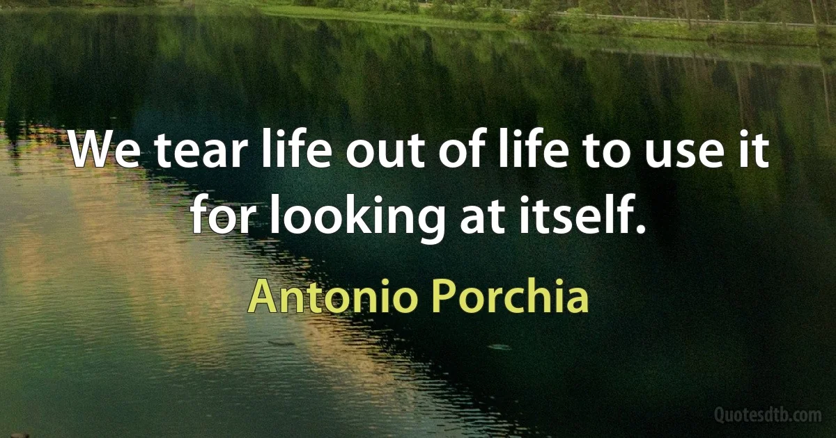 We tear life out of life to use it for looking at itself. (Antonio Porchia)