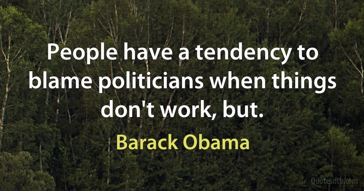 People have a tendency to blame politicians when things don't work, but. (Barack Obama)