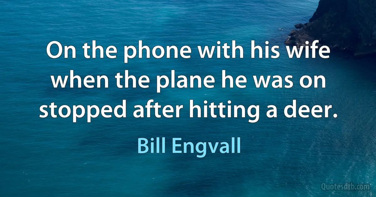 On the phone with his wife when the plane he was on stopped after hitting a deer. (Bill Engvall)