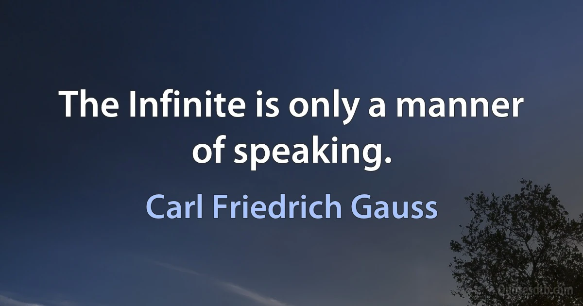 The Infinite is only a manner of speaking. (Carl Friedrich Gauss)