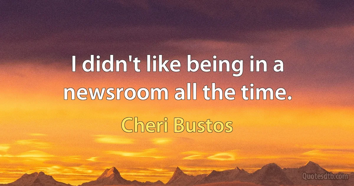 I didn't like being in a newsroom all the time. (Cheri Bustos)