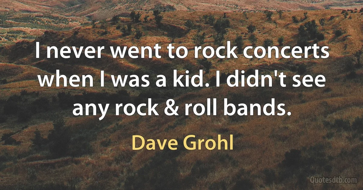 I never went to rock concerts when I was a kid. I didn't see any rock & roll bands. (Dave Grohl)