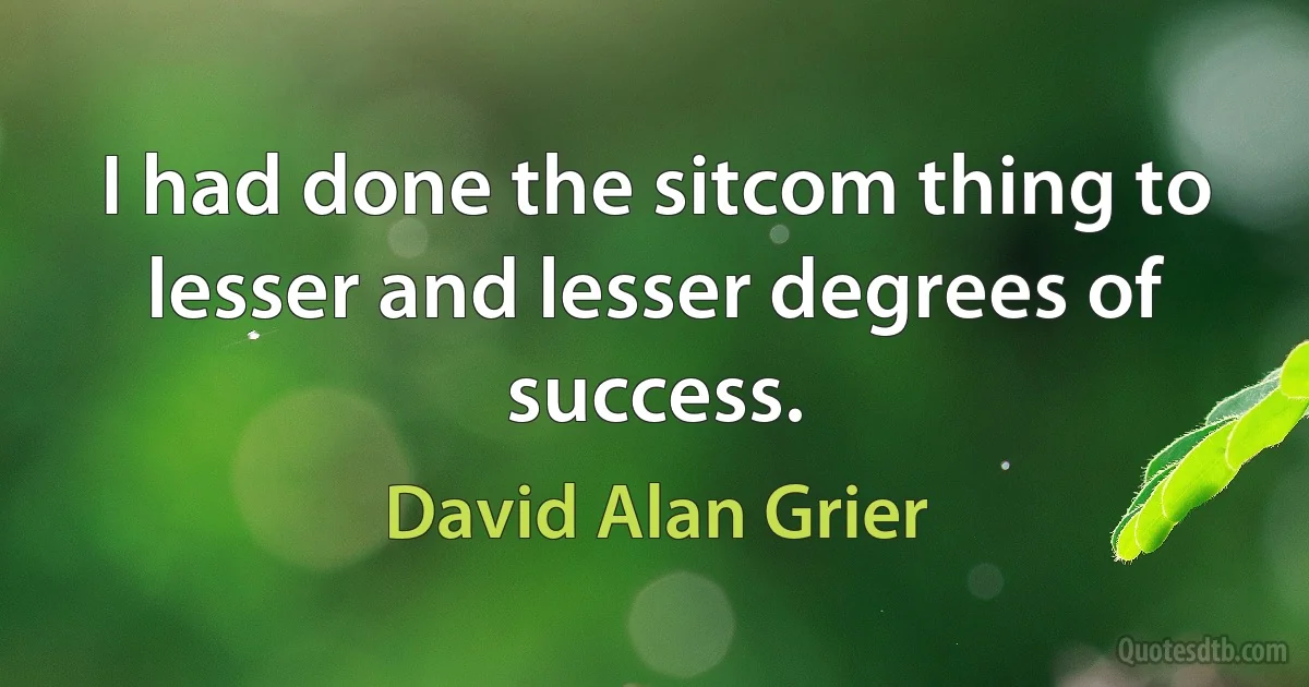 I had done the sitcom thing to lesser and lesser degrees of success. (David Alan Grier)