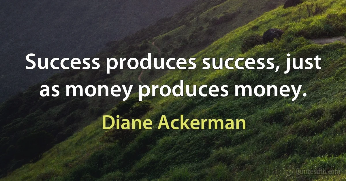 Success produces success, just as money produces money. (Diane Ackerman)