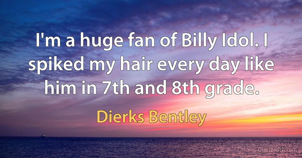 I'm a huge fan of Billy Idol. I spiked my hair every day like him in 7th and 8th grade. (Dierks Bentley)