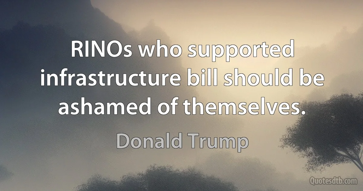 RINOs who supported infrastructure bill should be ashamed of themselves. (Donald Trump)