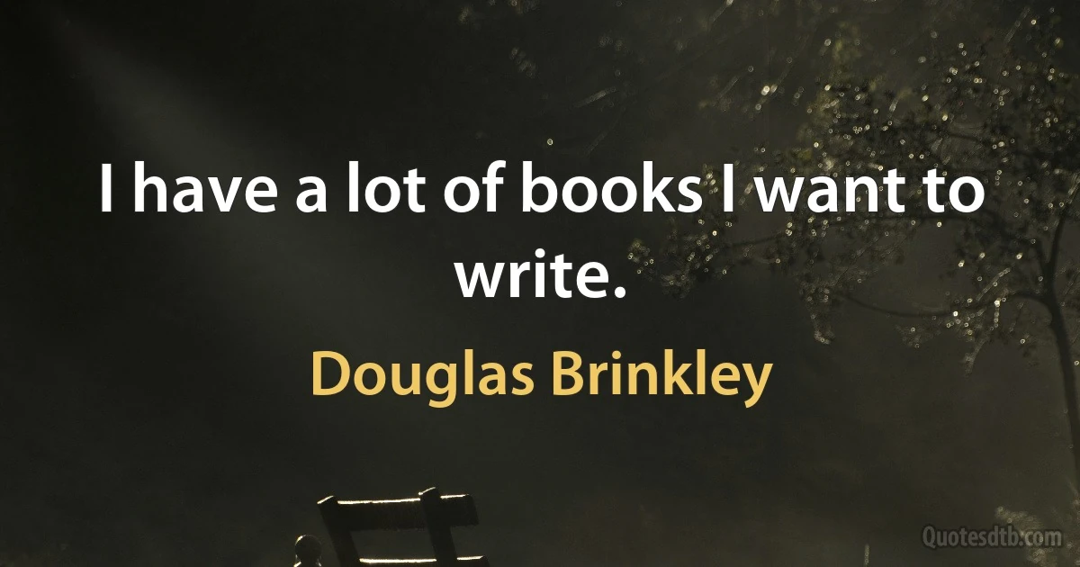 I have a lot of books I want to write. (Douglas Brinkley)