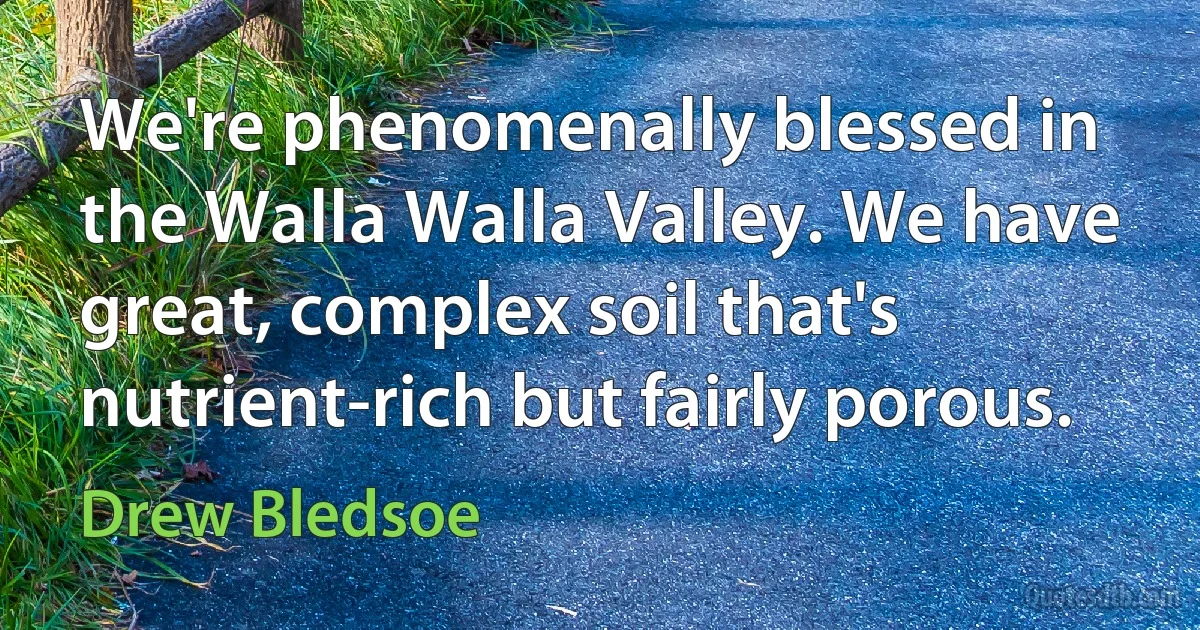 We're phenomenally blessed in the Walla Walla Valley. We have great, complex soil that's nutrient-rich but fairly porous. (Drew Bledsoe)