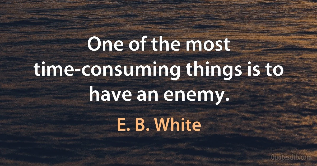 One of the most time-consuming things is to have an enemy. (E. B. White)