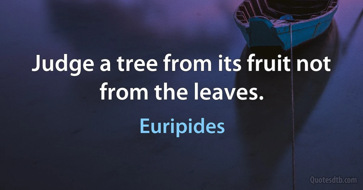 Judge a tree from its fruit not from the leaves. (Euripides)