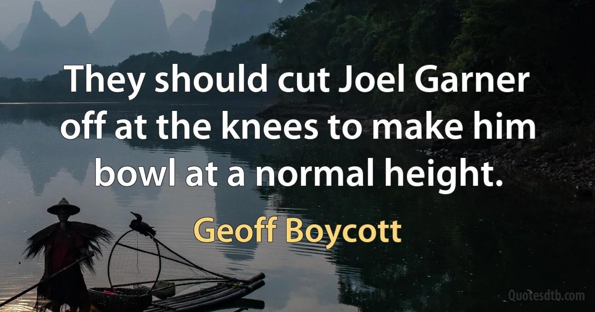 They should cut Joel Garner off at the knees to make him bowl at a normal height. (Geoff Boycott)