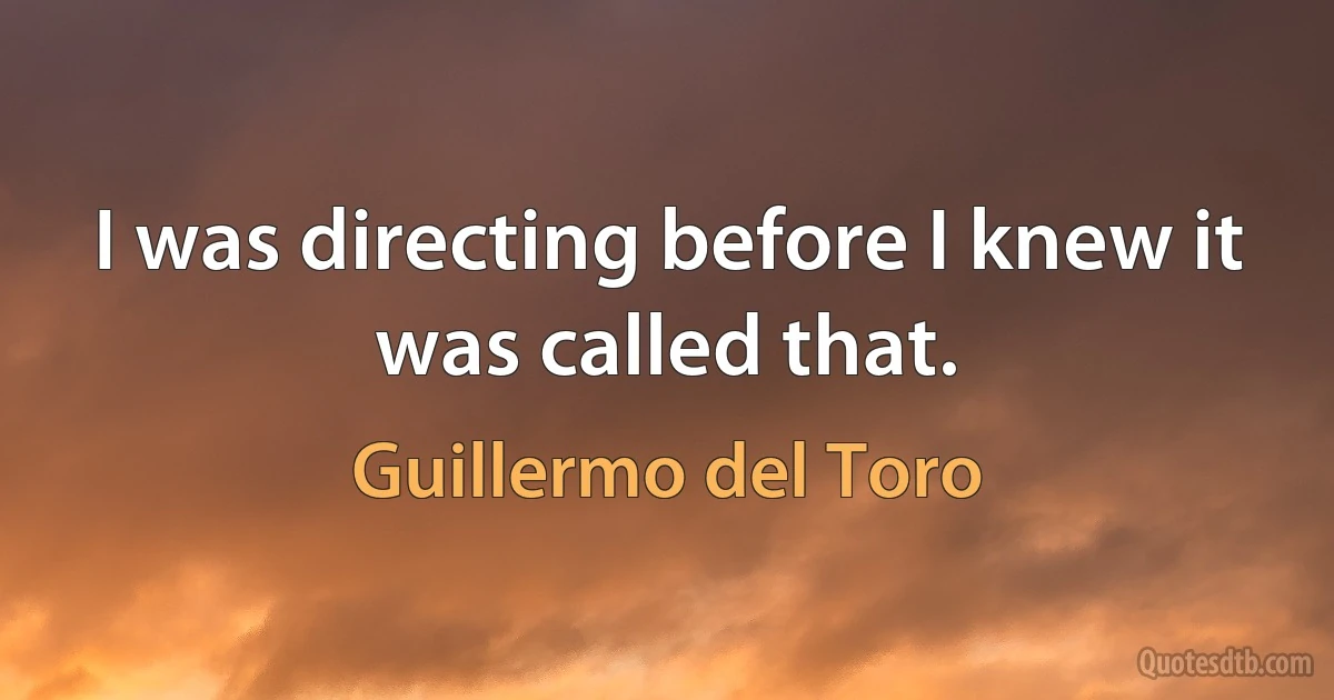 I was directing before I knew it was called that. (Guillermo del Toro)