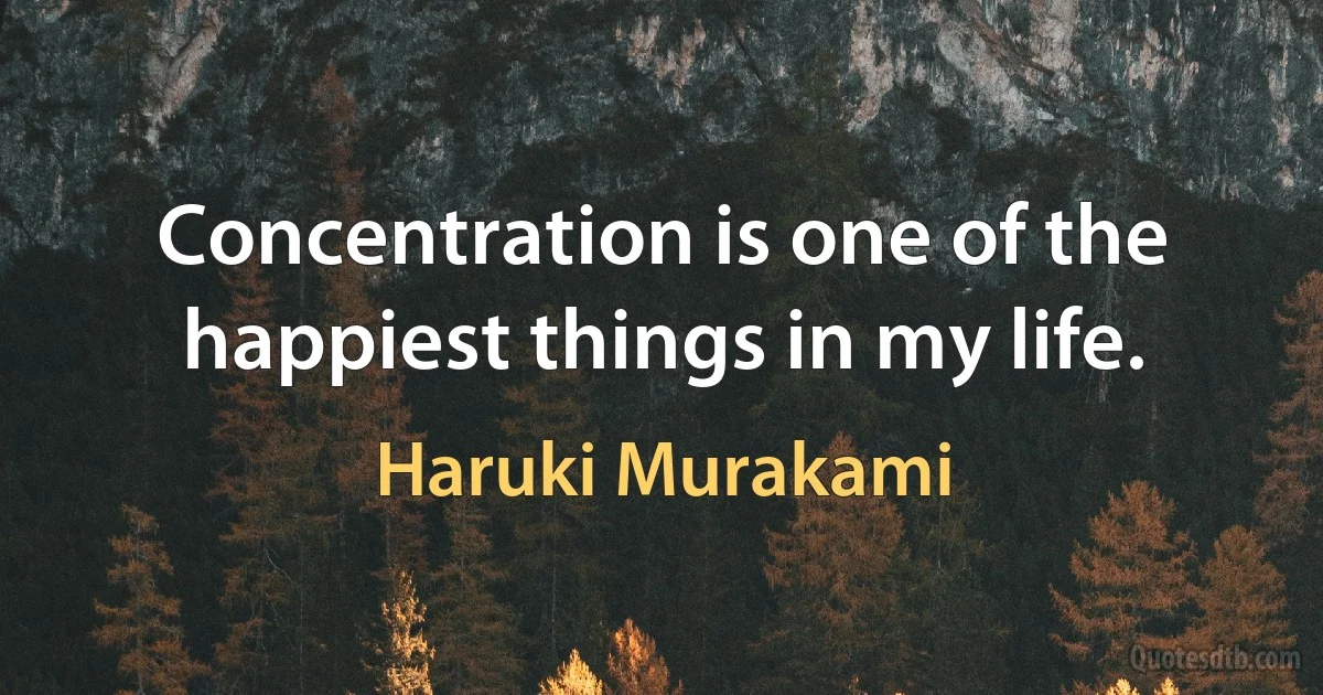 Concentration is one of the happiest things in my life. (Haruki Murakami)