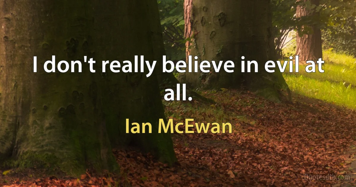 I don't really believe in evil at all. (Ian McEwan)