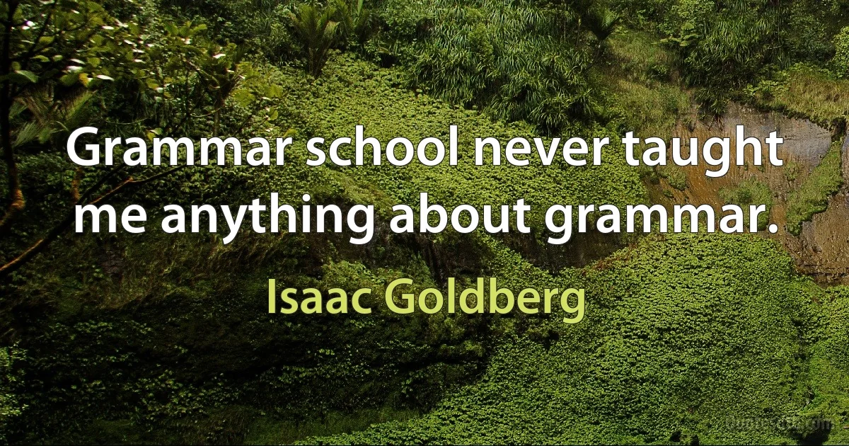 Grammar school never taught me anything about grammar. (Isaac Goldberg)