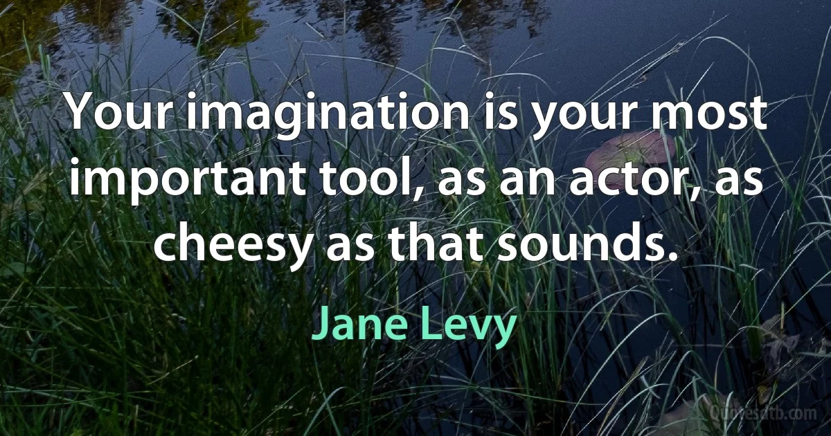 Your imagination is your most important tool, as an actor, as cheesy as that sounds. (Jane Levy)